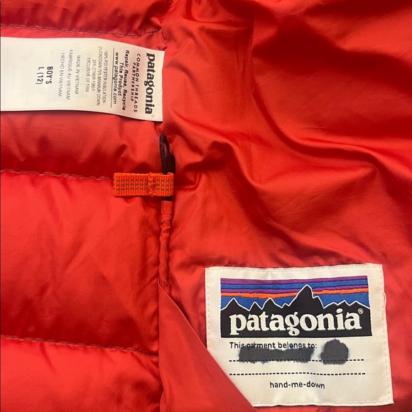 Patagonia Hi Loft down sweater jacket boys size L hooded - Picture 7 of 12